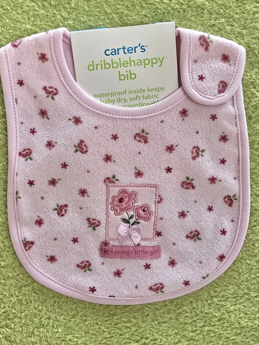 NWT - Baby GIRLS - PINK FLOWER BIB - MOMMY'S LITTLE GIRL - Dribble-happy (Q10)
